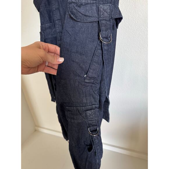 BDG Strappy Cargo Jean Dark Wash Size Medium Baggy Oversize Y2K - Picture 8 of 14